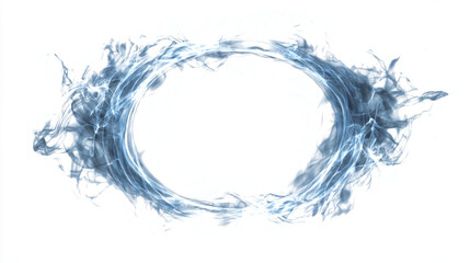 Circular smoke ring dispersing into wisps, isolated on white background