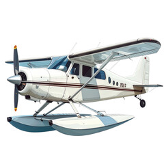 Illustration of a white floatplane aircraft on a white background, PNG