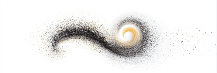 Cosmetic swirl of particles with a single glowing core