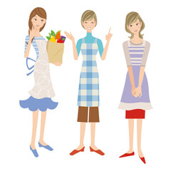 主婦が家事に間に会話をしている