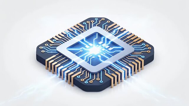 Advanced digital processor chip with glowing circuits for modern technology concept