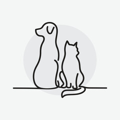 logo featuring the line-art of a dog and a cat sitting side by side	