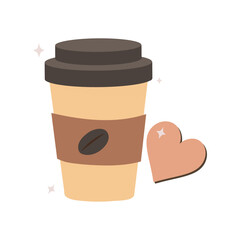 Coffee Cup with Sleeve and Heart Cookie Icon