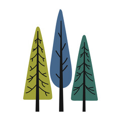 Minimalist Pine Trees in Earthy Forest Tones