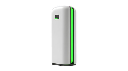 Electric vehicle charging station with green light on side, sleek modern design for eco friendly transportation solutions
