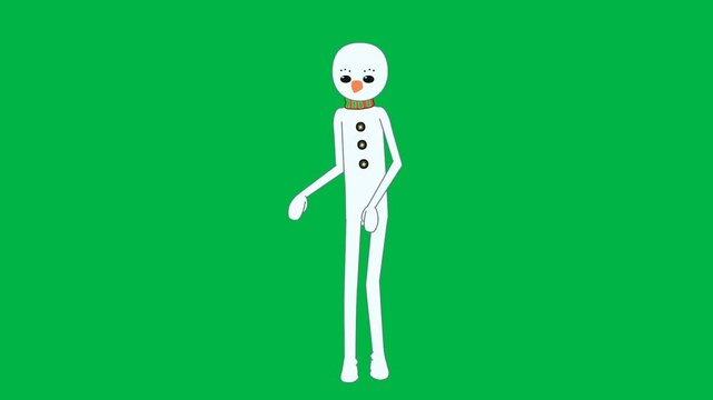 Simple white stick figure standing straight on green screen chromakey background. Great for 2d animated cartoon animation minimal, placeholder, or basic human form in explanatory videos.