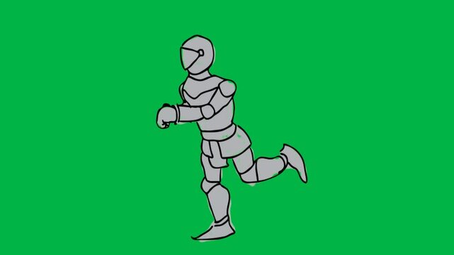 White skeleton running dynamically on green screen chromakey background. Great for 2d animated cartoon animation chase, Halloween, or spooky horror comedy action sequences.