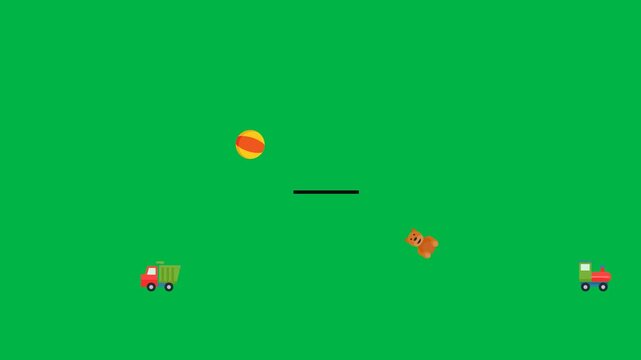 Small red ball bouncing with motion trail on green screen chromakey background. Perfect for 2d animated cartoon animation sport, play, or simple physics effects in fun videos.