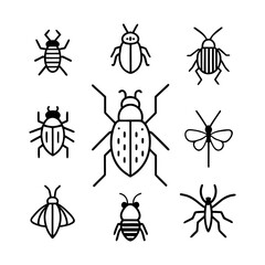 set of black silhouettes of ants