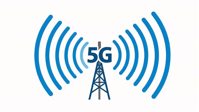 Fifth generation wireless technology network communication tower icon illustration graphic