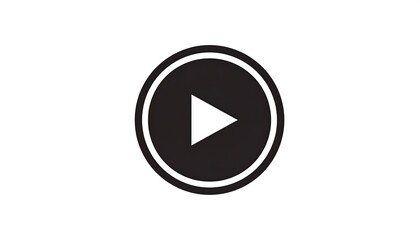A black and white circle with a play button in the center