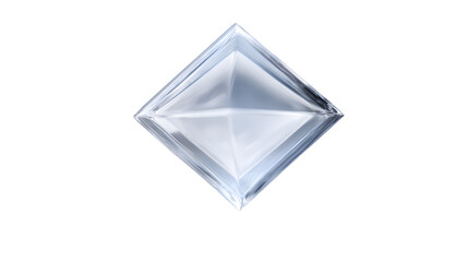 A frosted glass material with a floating diamond shape design element for creative projects and backgrounds