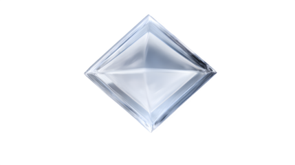 A frosted glass material with a floating diamond shape design element for creative projects and backgrounds