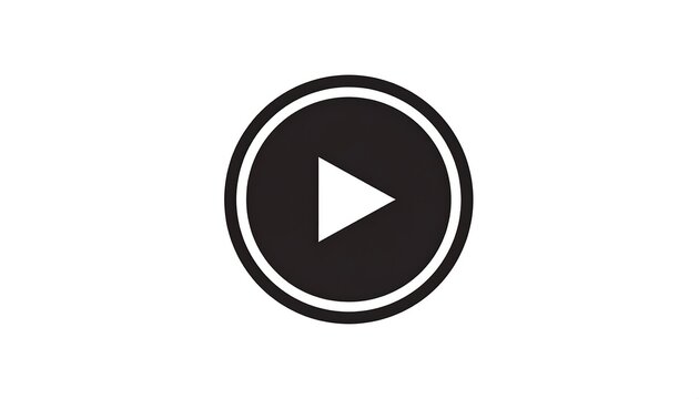 A black and white circle with a play button in the center