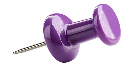 A giant pushpin with a rounded plastic head in matte purple color