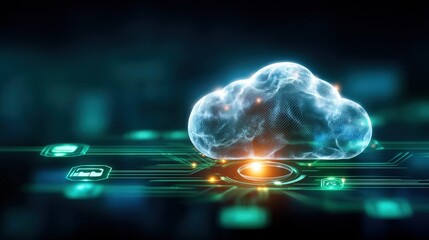 Innovative cloud computing technologies transforming digital landscapes virtual environment infographic futuristic perspective