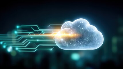 Innovative cloud computing technology revolutionizes data storage and management digital era infographic modern environment abstract viewpoint