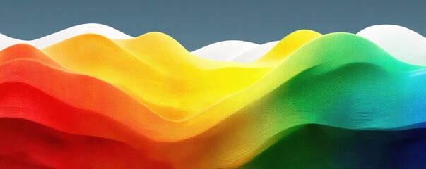 Vibrant rainbow waves in a smooth abstract vector graphic on white background for design projects