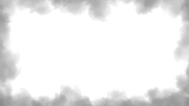 Gray smoke frame, dense fog border, mist and vapor overlay, realistic atmospheric smoke effect, transparent PNG