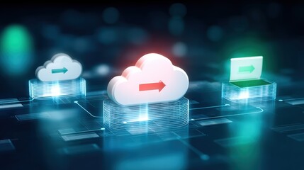 Cloud computing solutions digital infrastructure visual representation virtual environment conceptual overview