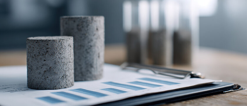 Concrete cylinder lab testing data report with chart detail