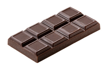Fototapeta premium Dark chocolate bar with eight segments ready for breaking isolated on transparent background