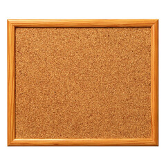 Fototapeta premium Empty cork board with a light wood frame for notes messages and announcements isolated on transparent background