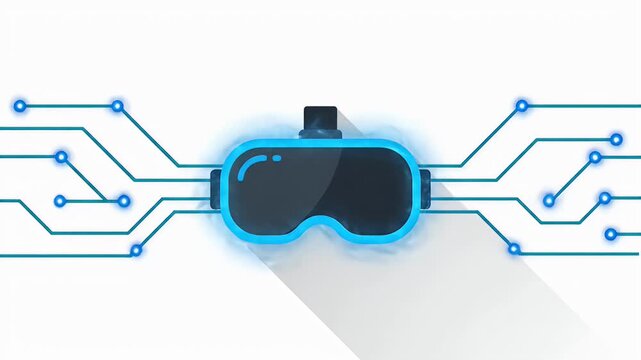 Virtual reality headset with digital circuitry connection and modern technology design