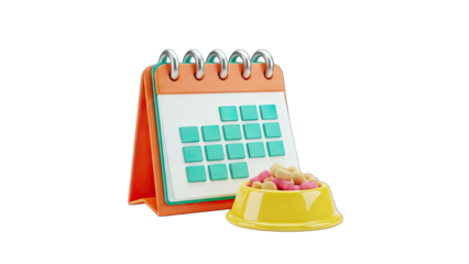 Pet Food Schedule: Calendar and Bowl of Treats