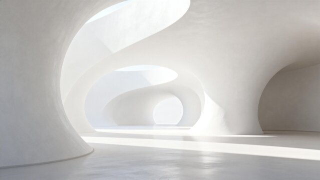 Abstract white architectural curves - Powered by Adobe