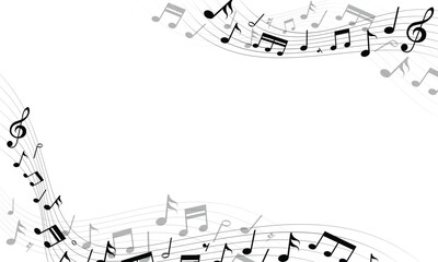 Musical note wave design. Musical note melody background. Vector illustration