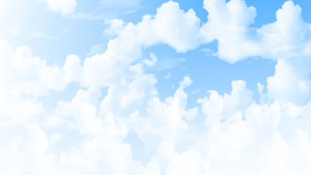 clear blue sky with a few clouds. The sky is very bright and the clouds are scattered throughout