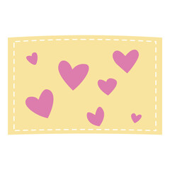 Heart dot rectangle in yellow with pink hearts perfect for gift tags, scrapbooks, and romantic pastel designs.
