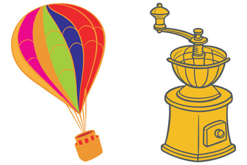 vector illustration of a hot air balloon isolated