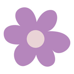 Cute purple flower sticker with soft center ideal for journaling, party invites, and playful pastel-themed designs.