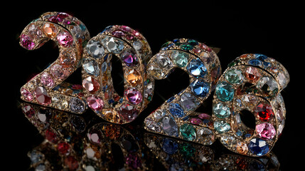 luxury jeweled 2026,new year 2026 celebration,crystal gemstone numbers
