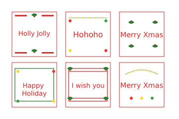 Christmas Card Set Six Festive Greetings with Decorative Borders © Bhavan Gill
