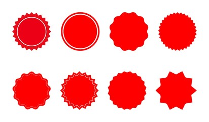 red outline shopping labels collection. Line art. Sale or discount sticker. Special offer price tag. Supermarket promotional badge. 