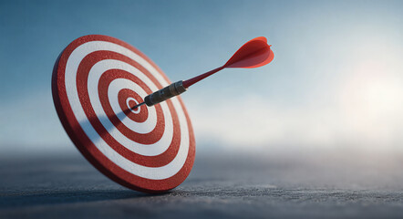 A close-up shot of an arrow hitting the bullseye