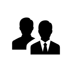 Two overlapping business portraits representing teamwork collaboration and unity On white Background Vector illustration