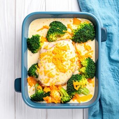 Baked pork tenderloin with broccoli and cheese sauce