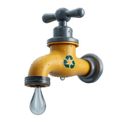 Water Conservation Concept with Recycle Symbol on Tap