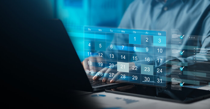 managing 2026 schedules and business calendars, business planning calendar concept, task schedule, work plan, goals, appointment reminder highlight, Business people plan and manage schedules