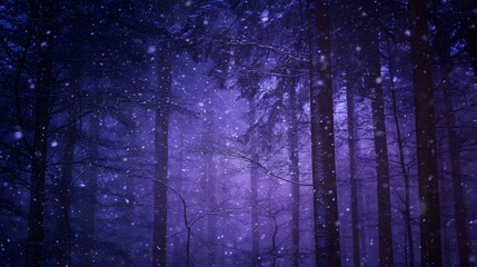 Magical winter forest scene serene twilight snowfall creates a calm fantasy landscape aesthetic