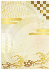 和柄と和紙背景