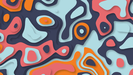 paper cut style. 3d background with liquid waves. Vector card illustration