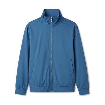 Blue zip-up jacket isolated on white background