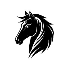 Minimal portrait silhouette forming horse mascot symbolizing growth and drive On white Background Vector illustration