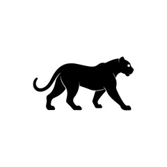 Obraz premium Panther silhouette walking forward representing sleek modern confidence On white Background Vector illustration