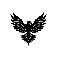 Powerful eagle silhouette with sharp wings for visionary leadership On white Background Vector illustration